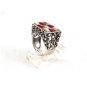 Southwest Sterling Silver & Coral & Mother of Pearl Ring Size 8 5114