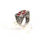 Southwest Sterling Silver & Coral & Mother of Pearl Ring Size 8 5114