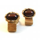 Vintage 1970's Gold Tone & Brown Wrap Around Cufflinks