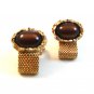 Vintage 1970's Gold Tone & Brown Wrap Around Cufflinks
