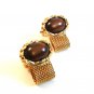 Vintage 1970's Gold Tone & Brown Wrap Around Cufflinks