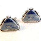 Vintage Dante Silver Tone & Blue Triangle Cufflinks