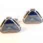 Vintage Dante Silver Tone & Blue Triangle Cufflinks