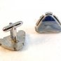 Vintage Dante Silver Tone & Blue Triangle Cufflinks