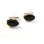 Vintage Silver Tone & Black Cufflinks