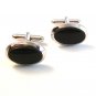 Vintage Silver Tone & Black Cufflinks