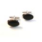 Vintage Silver Tone & Black Cufflinks