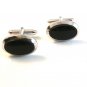 Vintage Silver Tone & Black Cufflinks