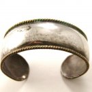 Vintage Mexican Sterling Silver 2 Tone Laton Cuff Bracelet