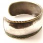 Vintage Mexican Sterling Silver 2 Tone Laton Cuff Bracelet