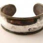 Vintage Mexican Sterling Silver 2 Tone Laton Cuff Bracelet