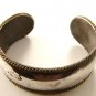 Vintage Mexican Sterling Silver 2 Tone Laton Cuff Bracelet