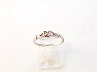 Sterling Silver & Cz Heart Ring Size 7