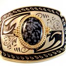 New Old Stock Western 2 Tone & Stone ? Belt Buckle Made in USA