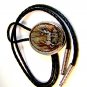 Southwest Silver Tone Moose in Woods Leather Bolo No. 5