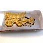 Vintage Silver & Gold Tone Pioneer Wagon Belt Buckle Made in U.S.A.