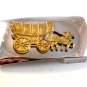 Vintage Silver & Gold Tone Pioneer Wagon Belt Buckle Made in U.S.A.