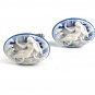 Silvertone Blue & White Relaxed Lady Cufflinks 11062013