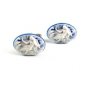 Silvertone Blue & White Relaxed Lady Cufflinks 11062013