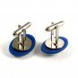 Silvertone Blue & White Relaxed Lady Cufflinks 11062013