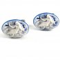 Silvertone Blue & White Relaxed Lady Cufflinks 11062013