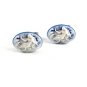 Silvertone Blue & White Relaxed Lady Cufflinks 11062013