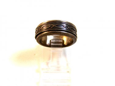 Vintage Mexican Sterling Silver Christian Fish Symbol Ring Size 7