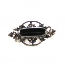 Vintage Sterling Silver & Black Brooch Made In Thailand Unbranded 7615