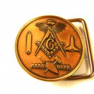Vintage Freemason Masonic Round Brass Buckle Coin Size Unmarked 1980's