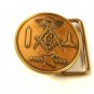 Vintage Freemason Masonic Round Brass Buckle Coin Size Unmarked 1980's