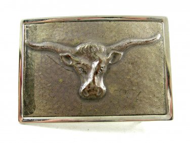 Vintage 1980's Longhorn Steer Head Belt Buckle Not Marked 092314