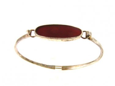 Vintage Sterling Silver & Carnelian Cuff Bracelet