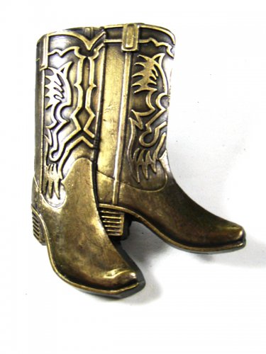Vintage Cowboy Goldtone Boots Belt Buckle Unbranded 73015