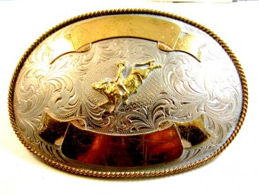 Montana Silversmiths Bull Riding Western Rodeo Belt Buckle 5 3/4" X 4"