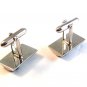 Vintage Silver Tone & Black Spade Cufflinks Signed Swank