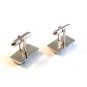 Vintage Silver Tone & Black Spade Cufflinks Signed Swank