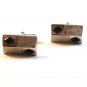 Vintage Silver Tone & Black Spade Cufflinks Signed Swank