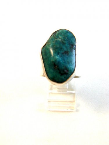 Signed Vintage Native American Silver & Turquoise Ring Size 9 3/4
