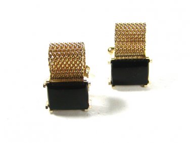 Vintage Goldtone & Black Wrap Around Cufflinks Unbranded 71015