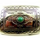 Vintage Native American Silver & Turquoise Belt Buckle 3" X 2" 101514