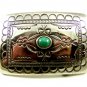 Vintage Native American Silver & Turquoise Belt Buckle 3" X 2" 101514