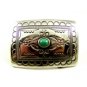 Vintage Native American Silver & Turquoise Belt Buckle 3" X 2" 101514