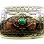 Vintage Native American Silver & Turquoise Belt Buckle 3" X 2" 101514