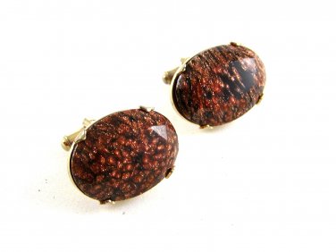 Vintage Goldtone & Gold Stone Cufflinks 11062013