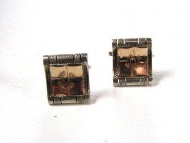 Vintage Handmade Sterling Silver 2 Tone Cufflinks Unbranded 71315