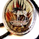 Southwest Silver Tone Moose in Woods Leather Bolo No. 2