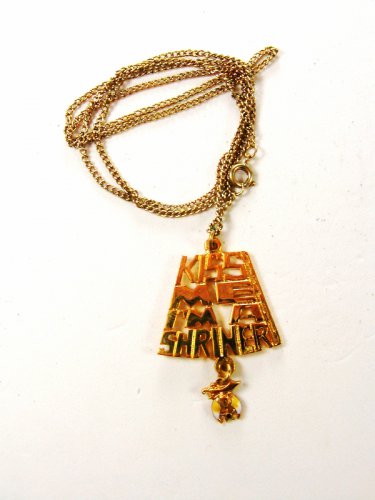 Mint Vintage 1970's-1980s Kiss Me I'm a Shriner Pendant & Chain In Box