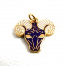 1960's Blue & White Big Horn Sheep Ram Mascot Enameled Charm 61314