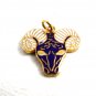1960's Blue & White Big Horn Sheep Ram Mascot Enameled Charm 61314
