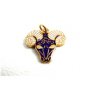1960's Blue & White Big Horn Sheep Ram Mascot Enameled Charm 61314